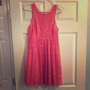 Free People Coral Lace Dress, Sz 2